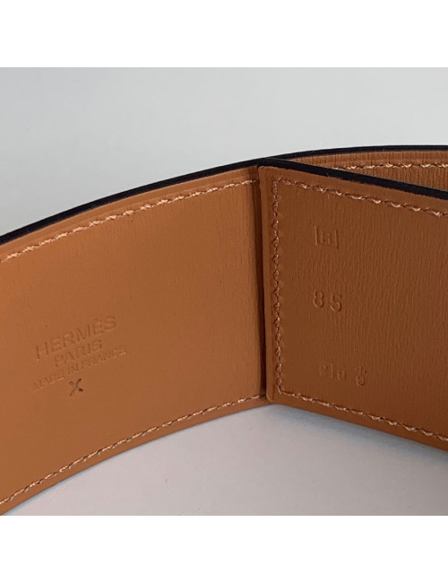 Ceinture HERMES collier de chien étain en cuir epsom 