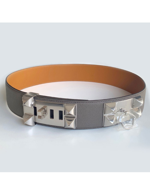 Ceinture HERMES collier de chien étoupe en cuir epsom