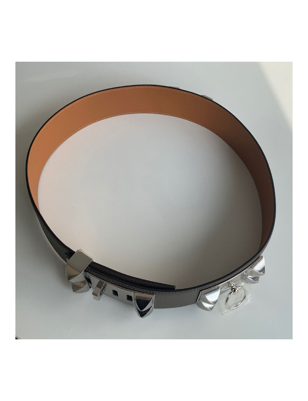 Ceinture HERMES collier de chien étoupe en cuir epsom