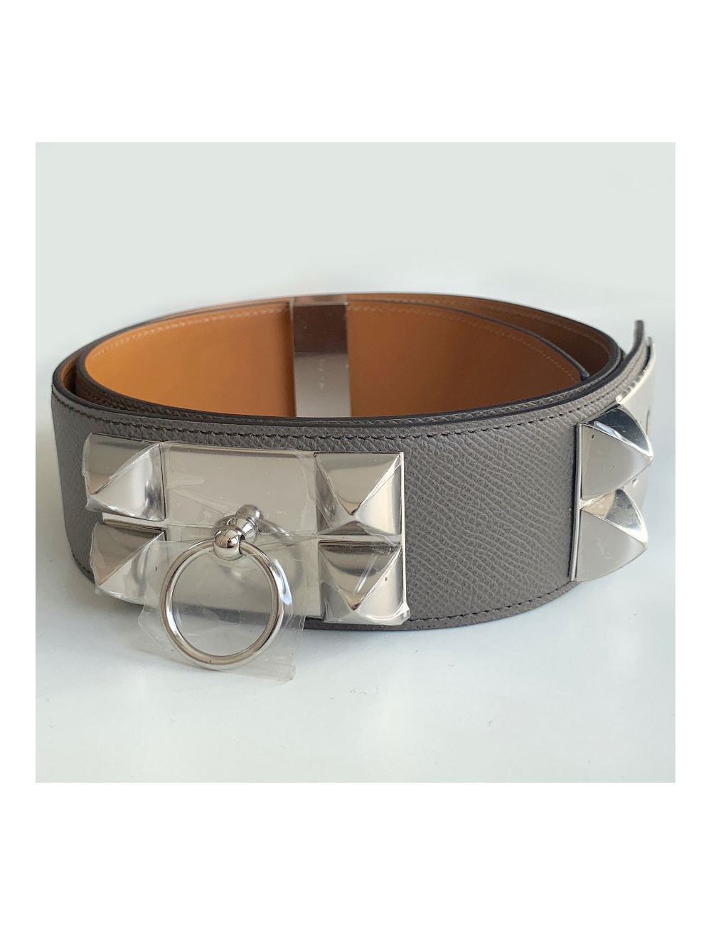 Ceinture HERMES collier de chien étoupe en cuir epsom