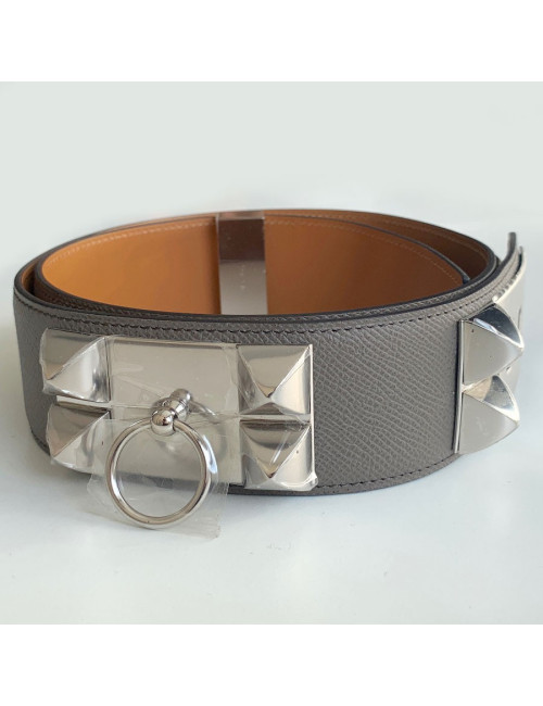 Ceinture HERMES collier de chien étoupe en cuir epsom