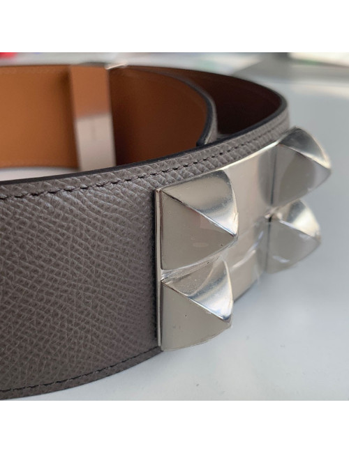 Ceinture HERMES collier de chien étoupe en cuir epsom