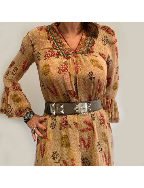 Ceinture HERMES collier de chien étoupe en cuir epsom