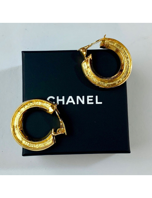 Boucles d'oreille clips CHANEL créoles Vintage