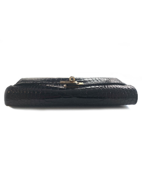 Portefeuille kelly HERMES alligator noir