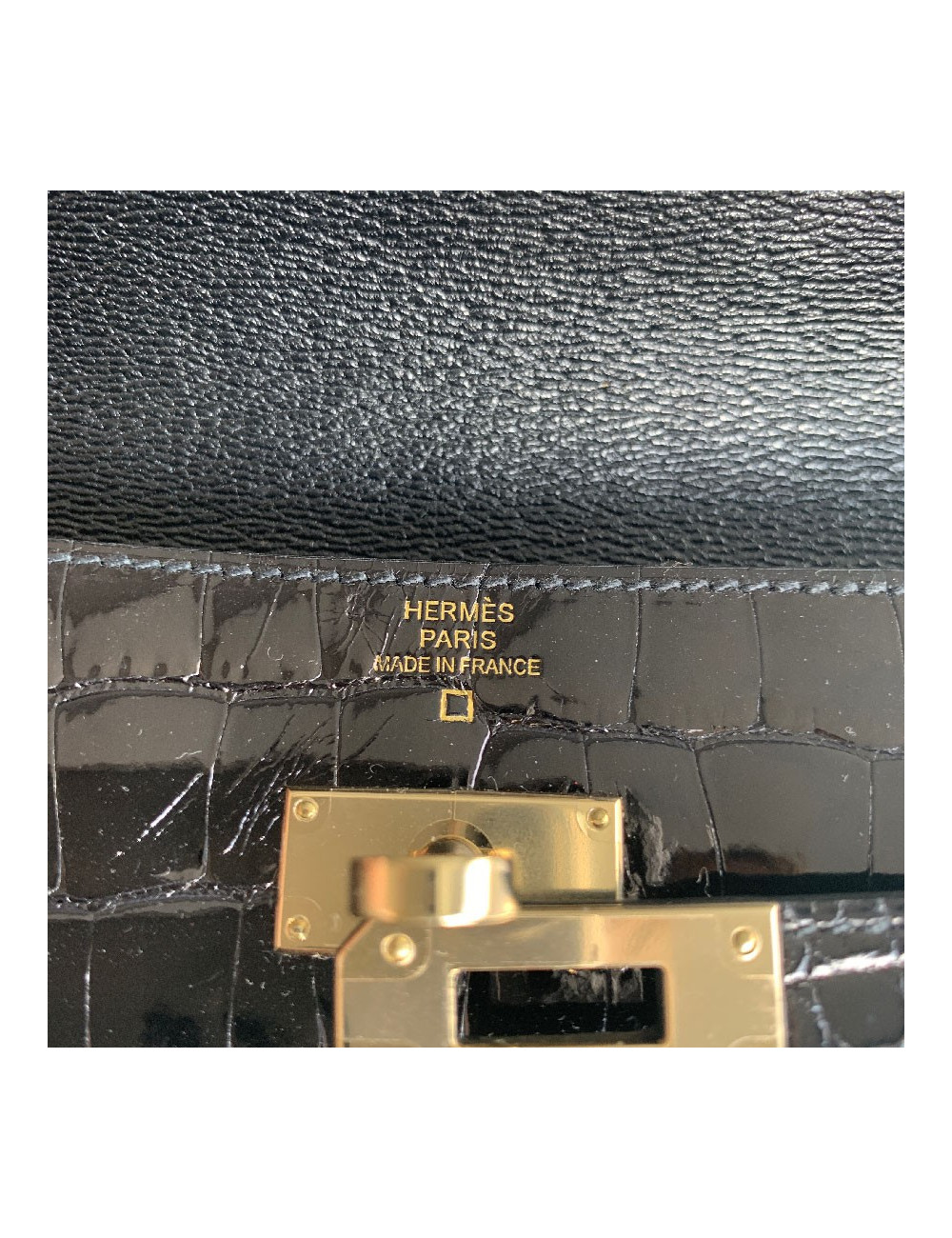 Portefeuille kelly HERMES alligator noir brillant