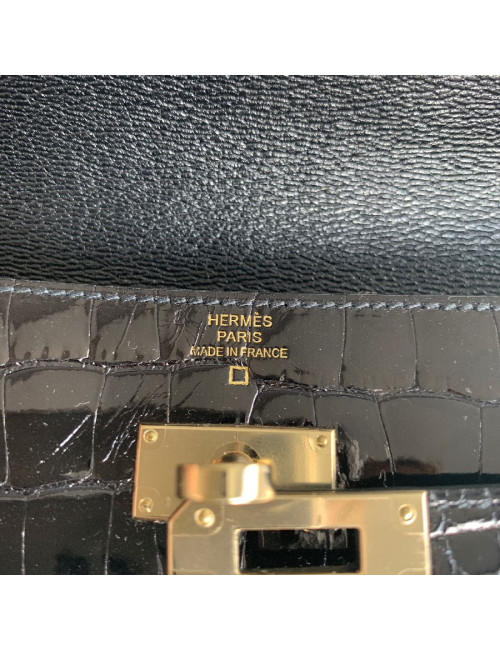 Portefeuille kelly HERMES alligator noir