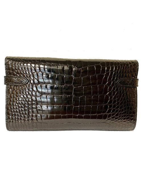 Portefeuille kelly HERMES alligator noir