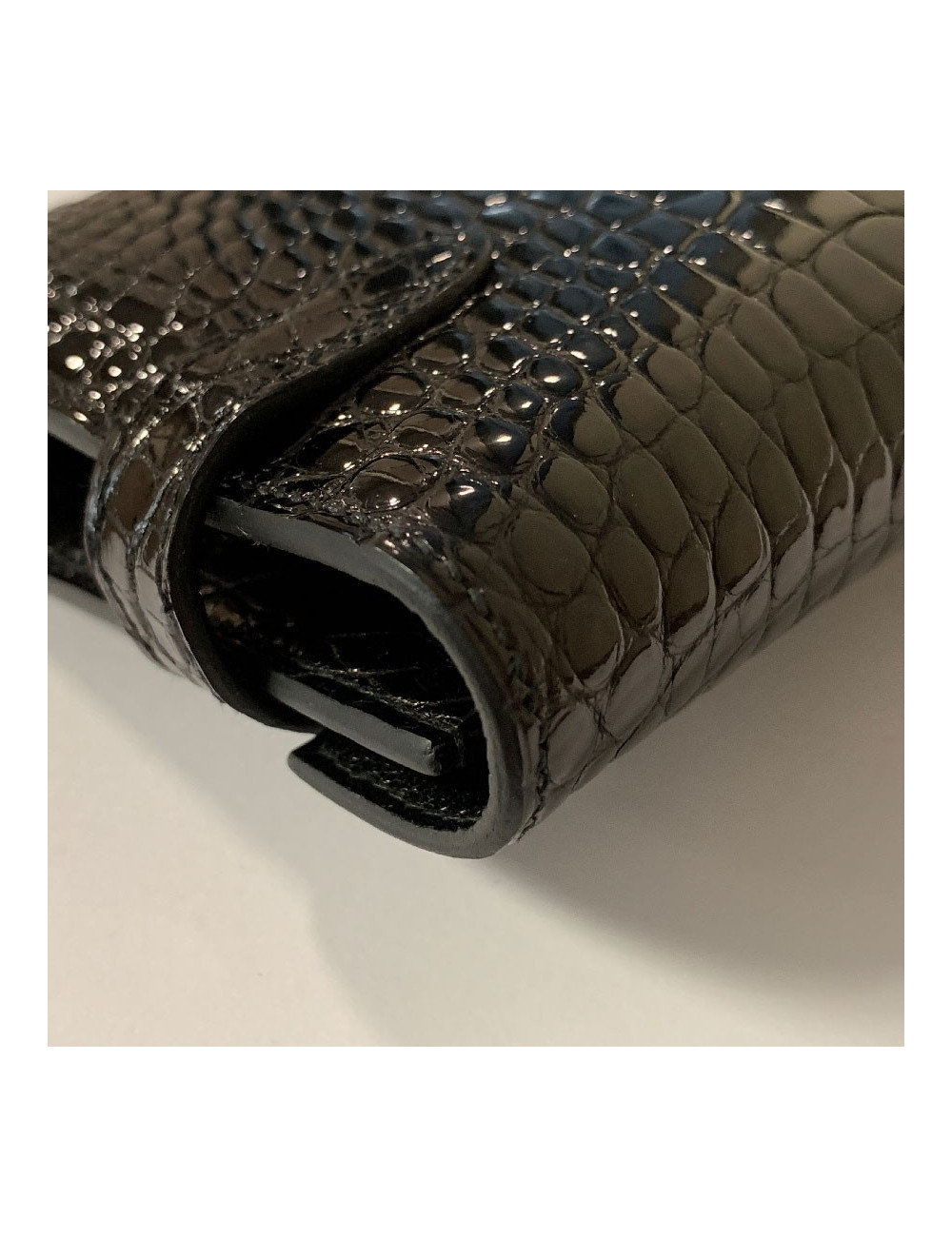 Portefeuille kelly HERMES alligator noir brillant
