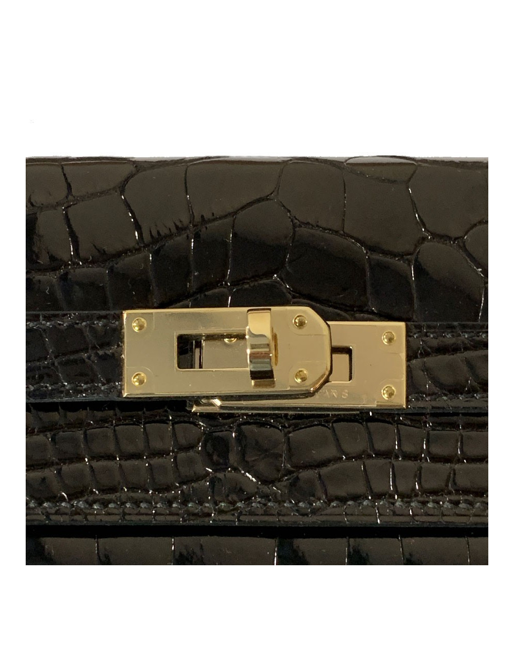 Portefeuille kelly HERMES alligator noir brillant