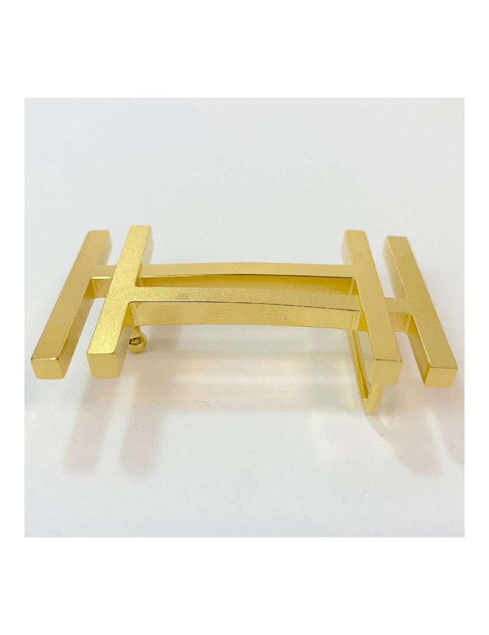 Boucle HERMES H en carré en metal doré