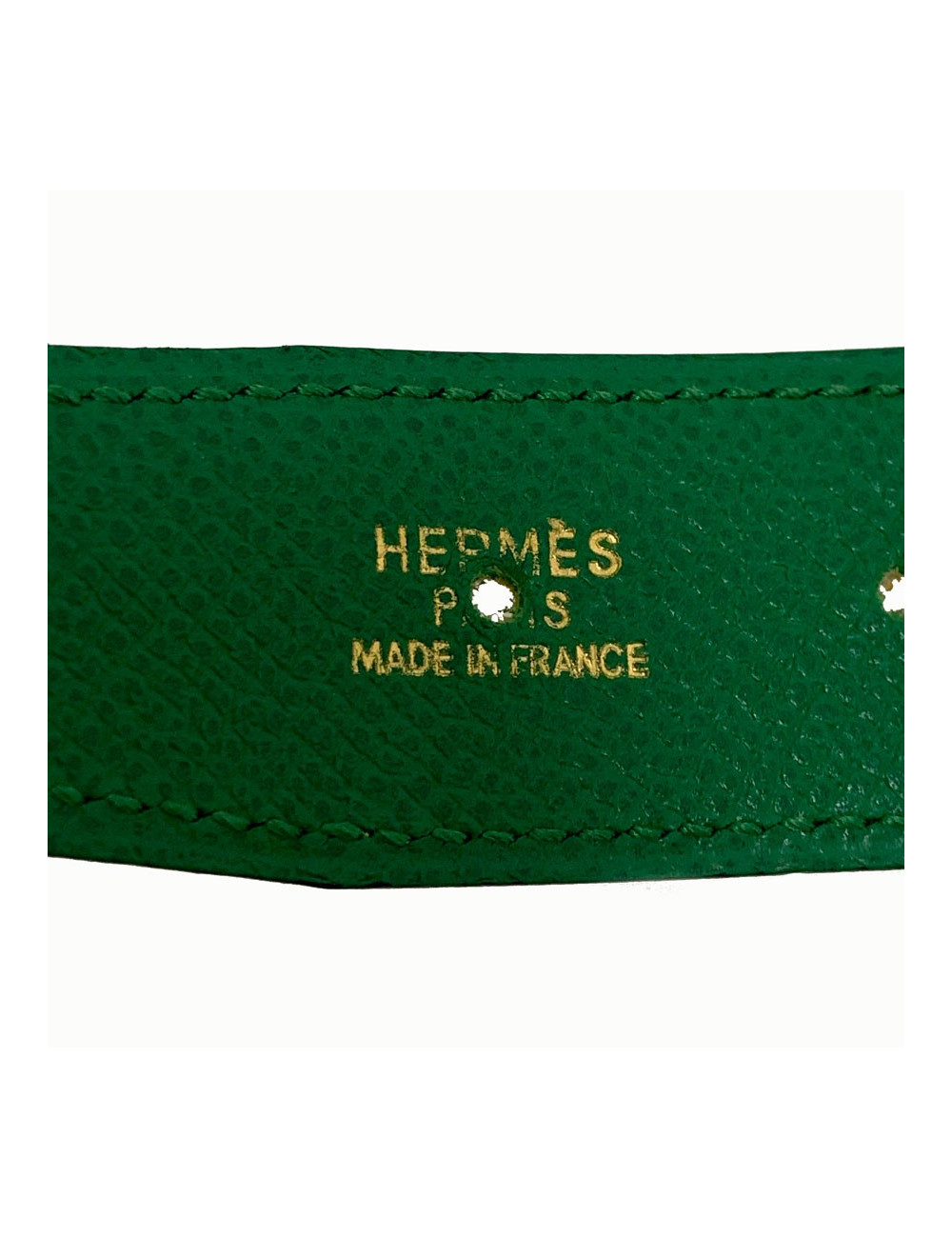 Ceinture HERMES réversible cuir epsom vert et jaune T84