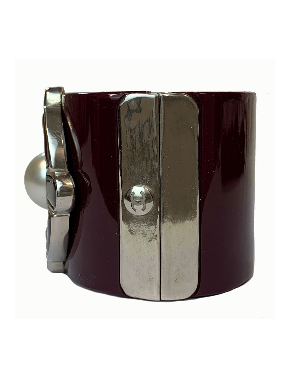 Manchette CHANEL plexiglass violet et perle