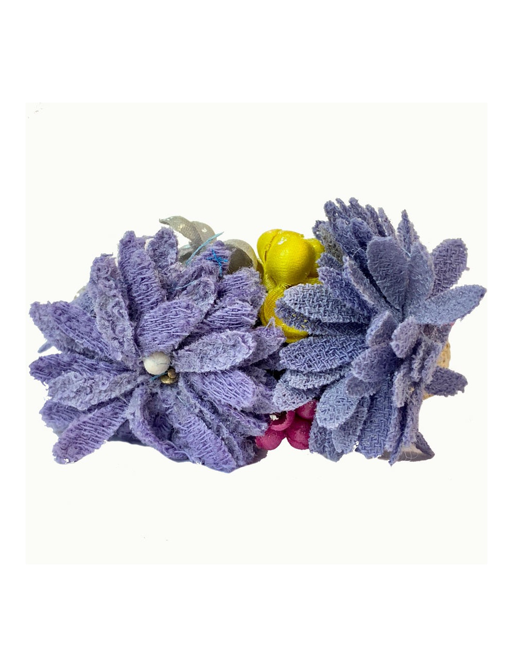 Bracelet CHANEL fleur en métal doré et tissu