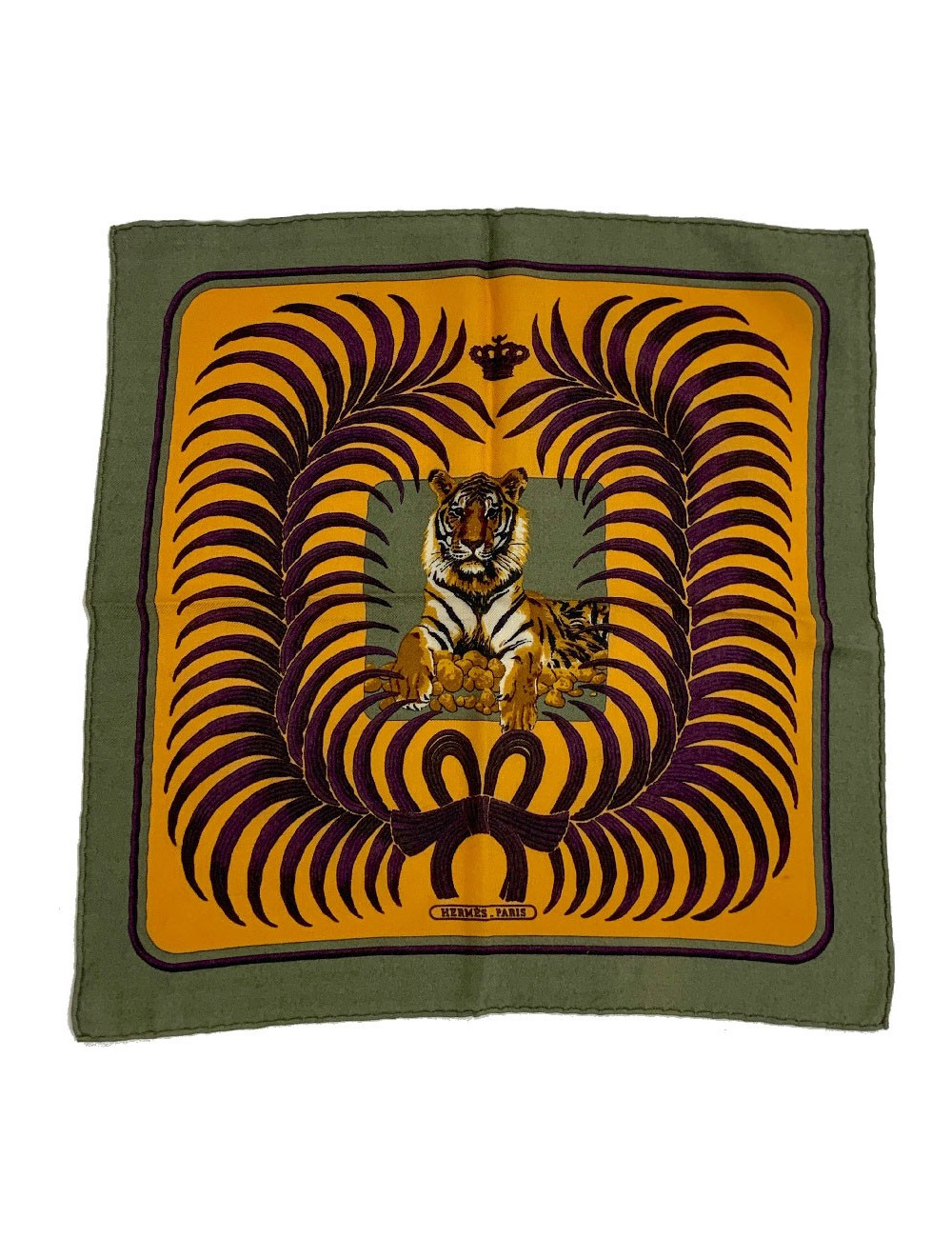 Petit carré HERMES Le tigre royal en cachemire et soie