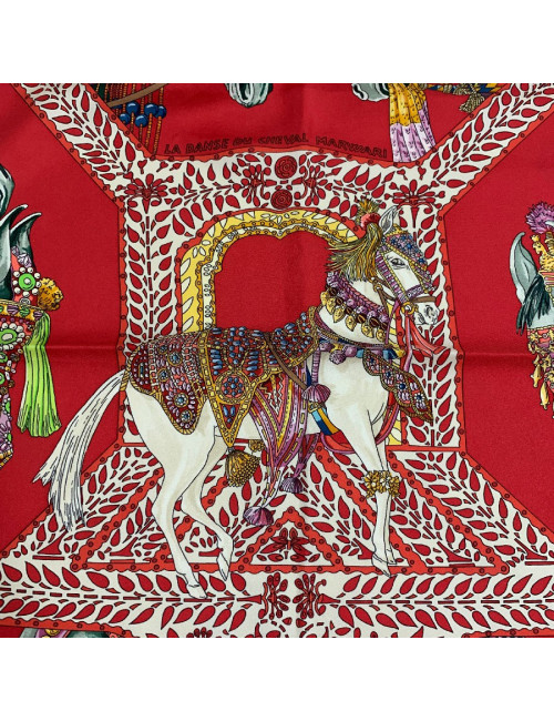 Carré HERMES "La danse du cheval Marwari" soie multicolore