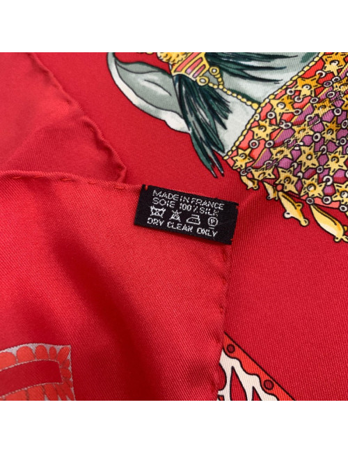 Carré HERMES "La danse du cheval Marwari" soie multicolore