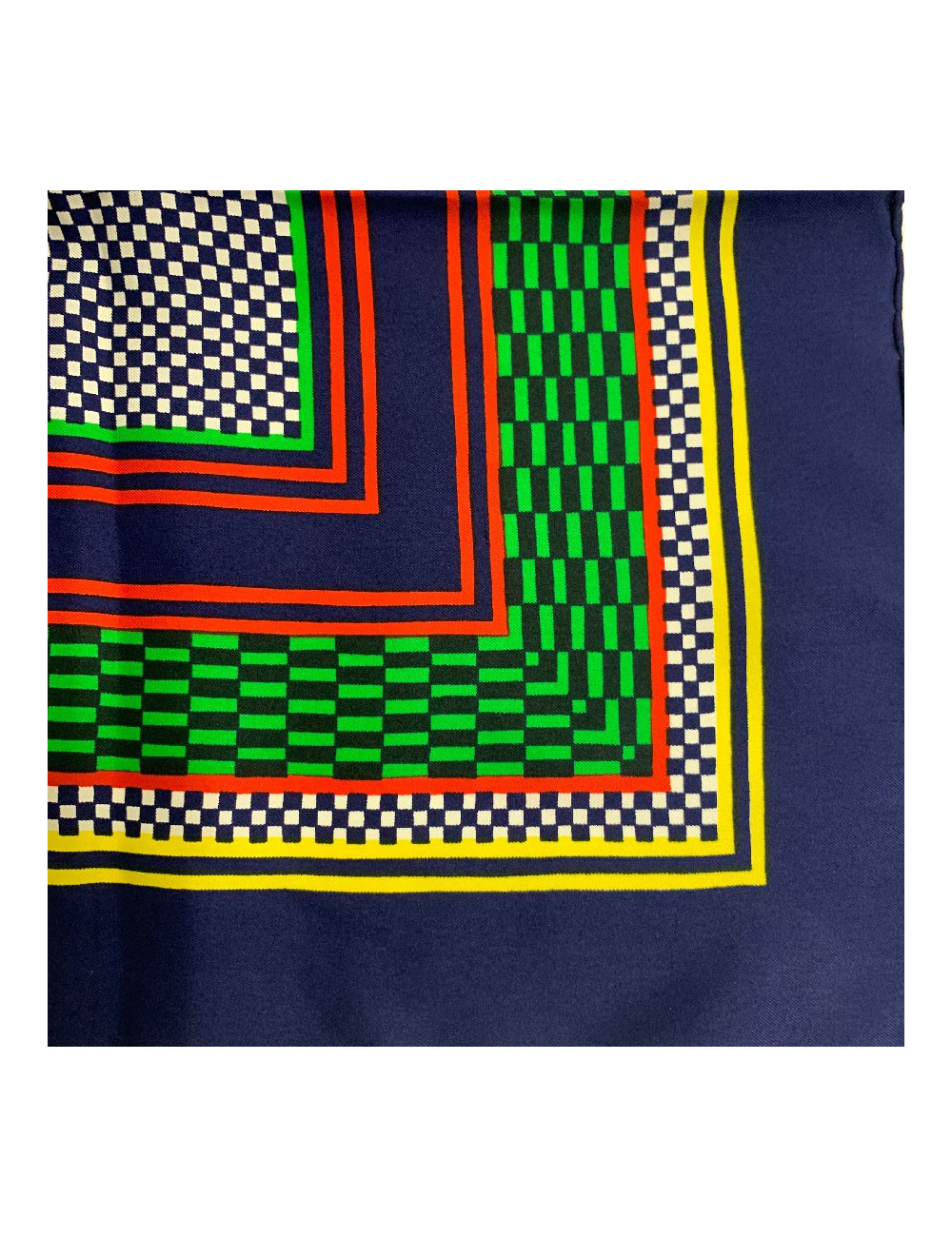 Carré YVES SAINT LAURENT vintage bleu à motifs