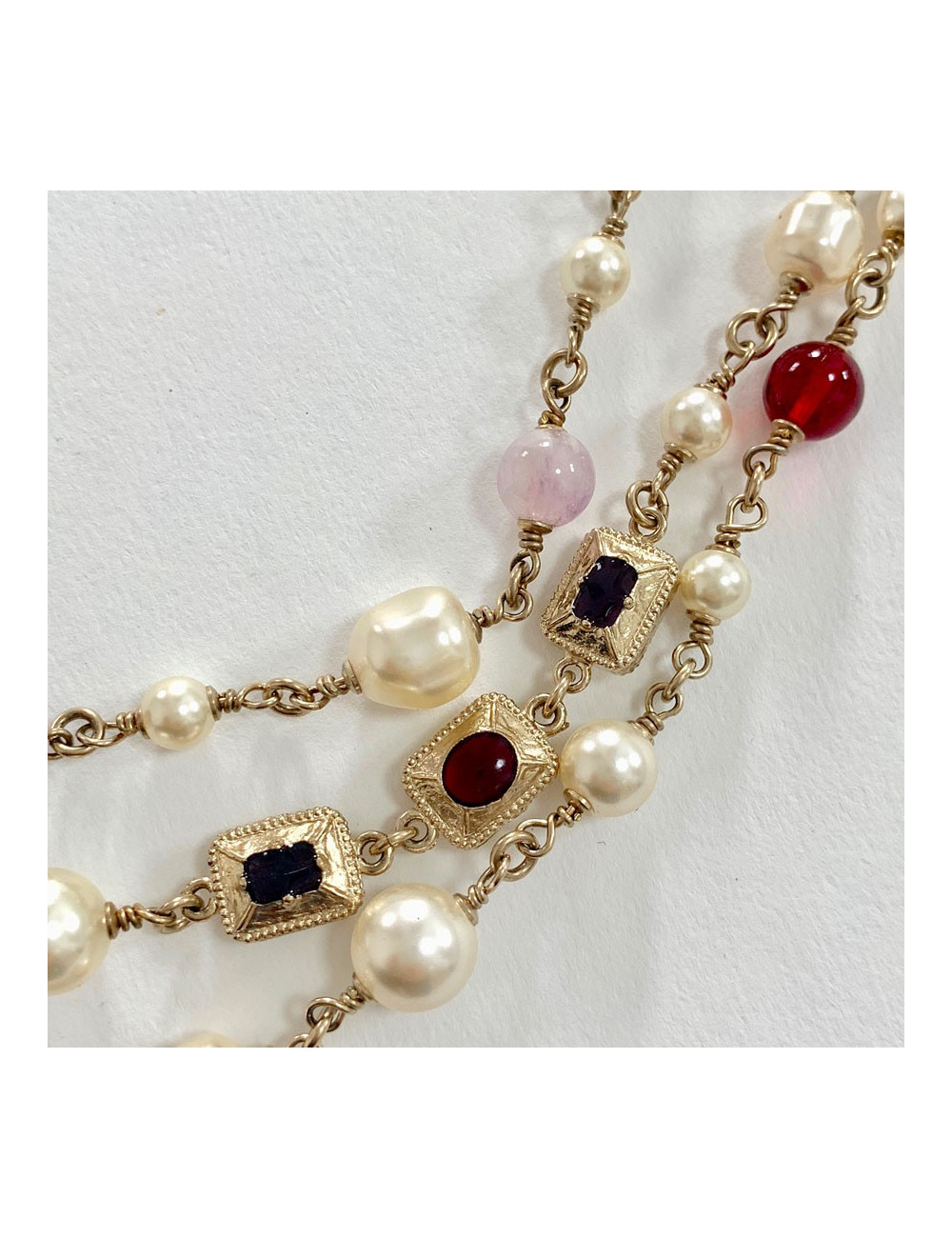 Sautoir CHANEL triple rangs multicolore