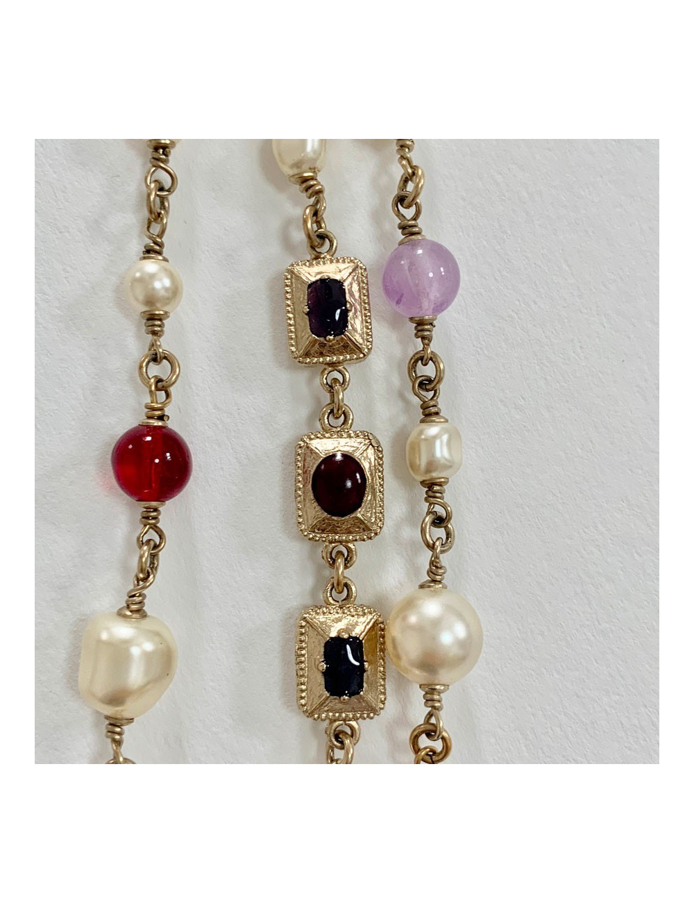 Sautoir CHANEL triple rangs multicolore