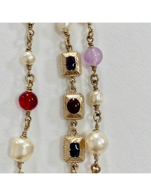 Sautoir CHANEL triple rangs multicolore