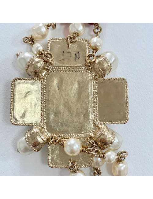 Sautoir CHANEL triple rangs multicolore