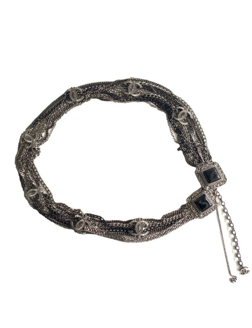 Ceinture CHANEL en chaines métal ruthénium