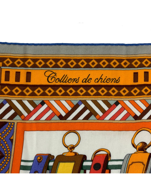 Chale HERMES Colliers de chiens en cachemire et soie orange