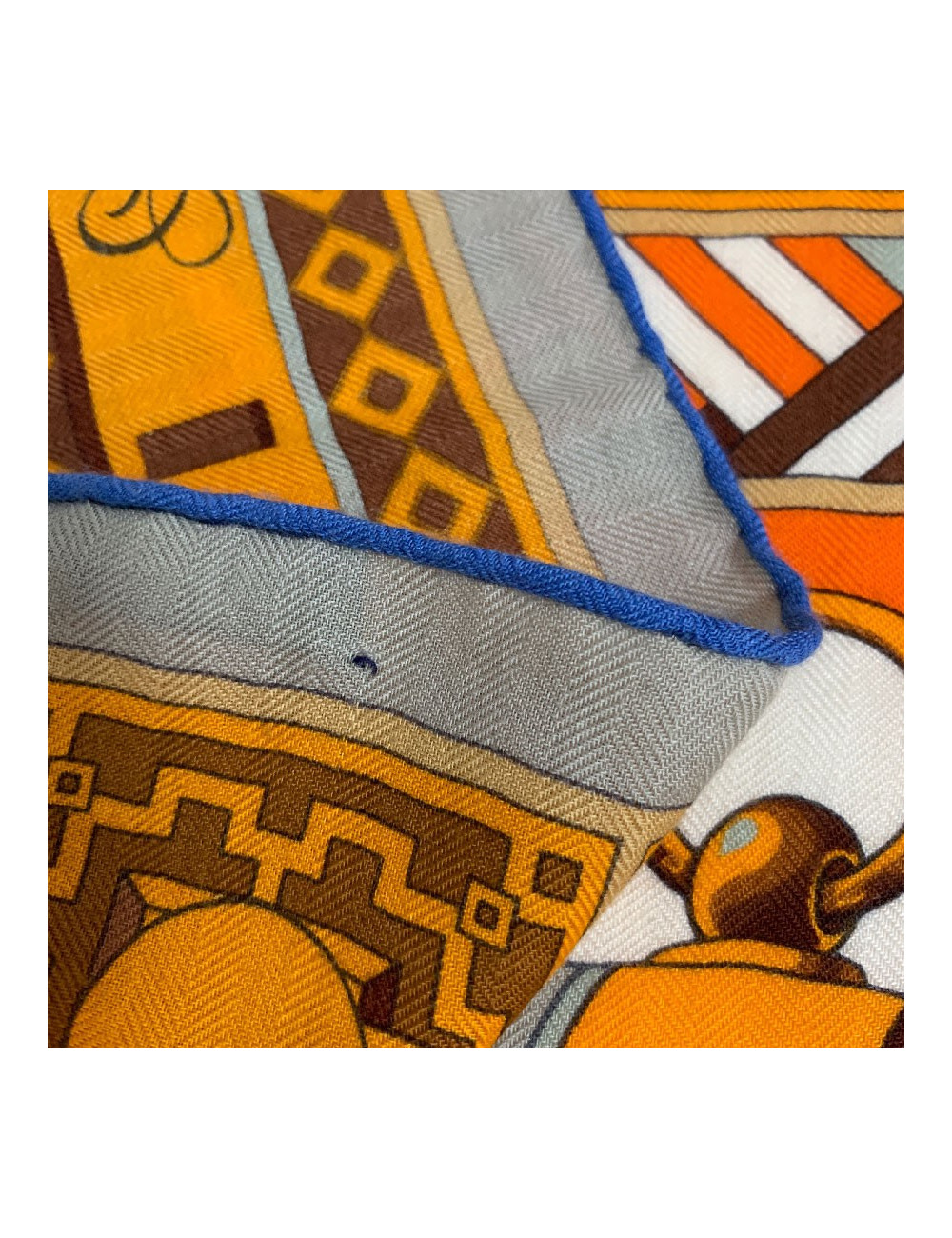 Chale HERMES Colliers de chiens en cachemire et soie orange