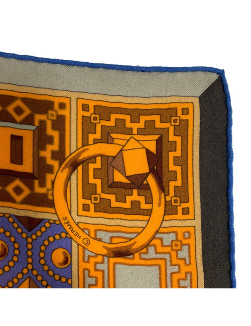 Chale HERMES Colliers de chiens en cachemire et soie orange