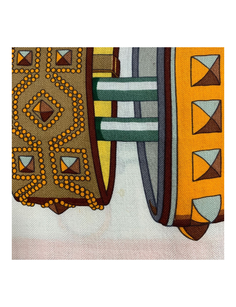 Chale HERMES Colliers de chiens en cachemire et soie orange