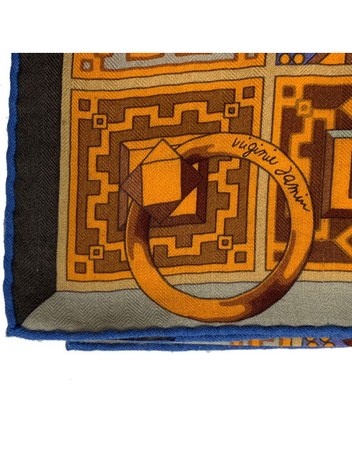 Chale HERMES Colliers de chiens en cachemire et soie orange