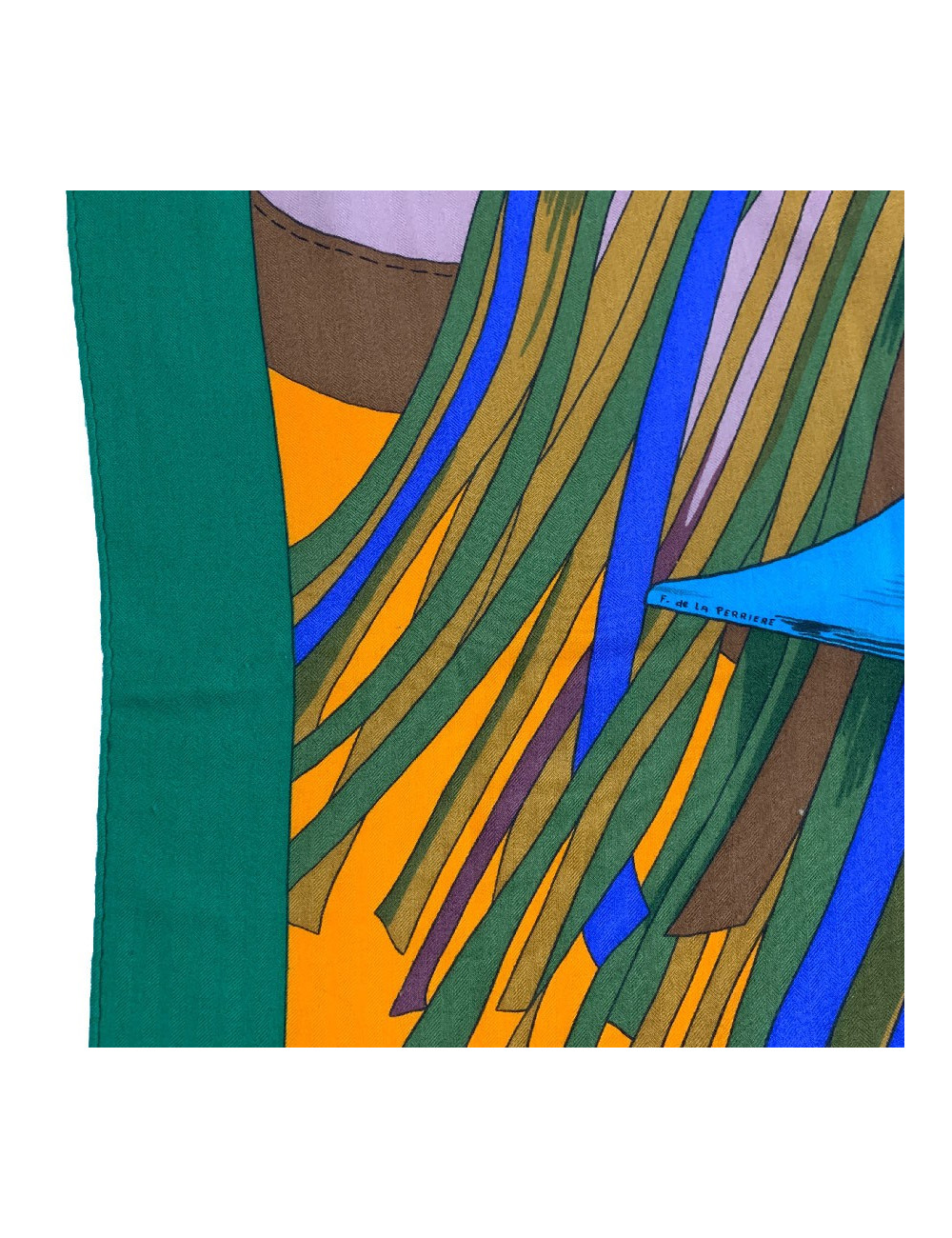 Foulard HERMES vert et orange