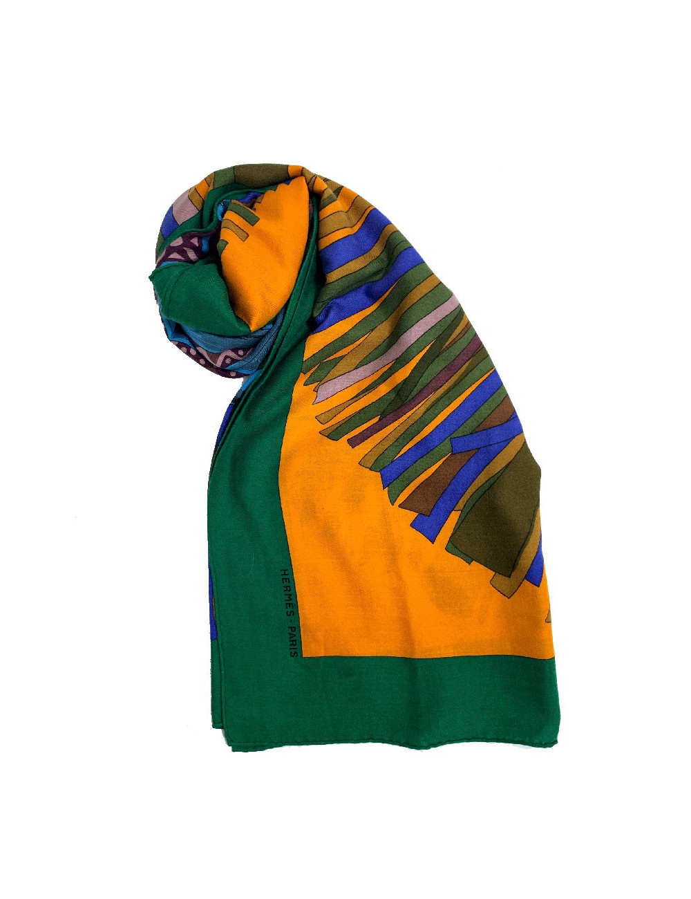 Foulard HERMES vert et orange