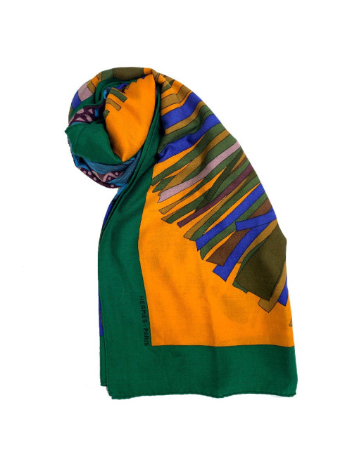 Foulard HERMES vert et orange