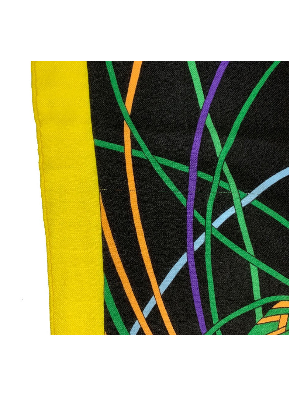 Châle HERMES 'L'Art du Temari' en cachemire et soie jaune