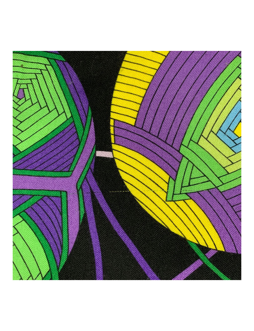 Châle HERMES 140 'L'Art du Temari' en cachemire et soie jaune