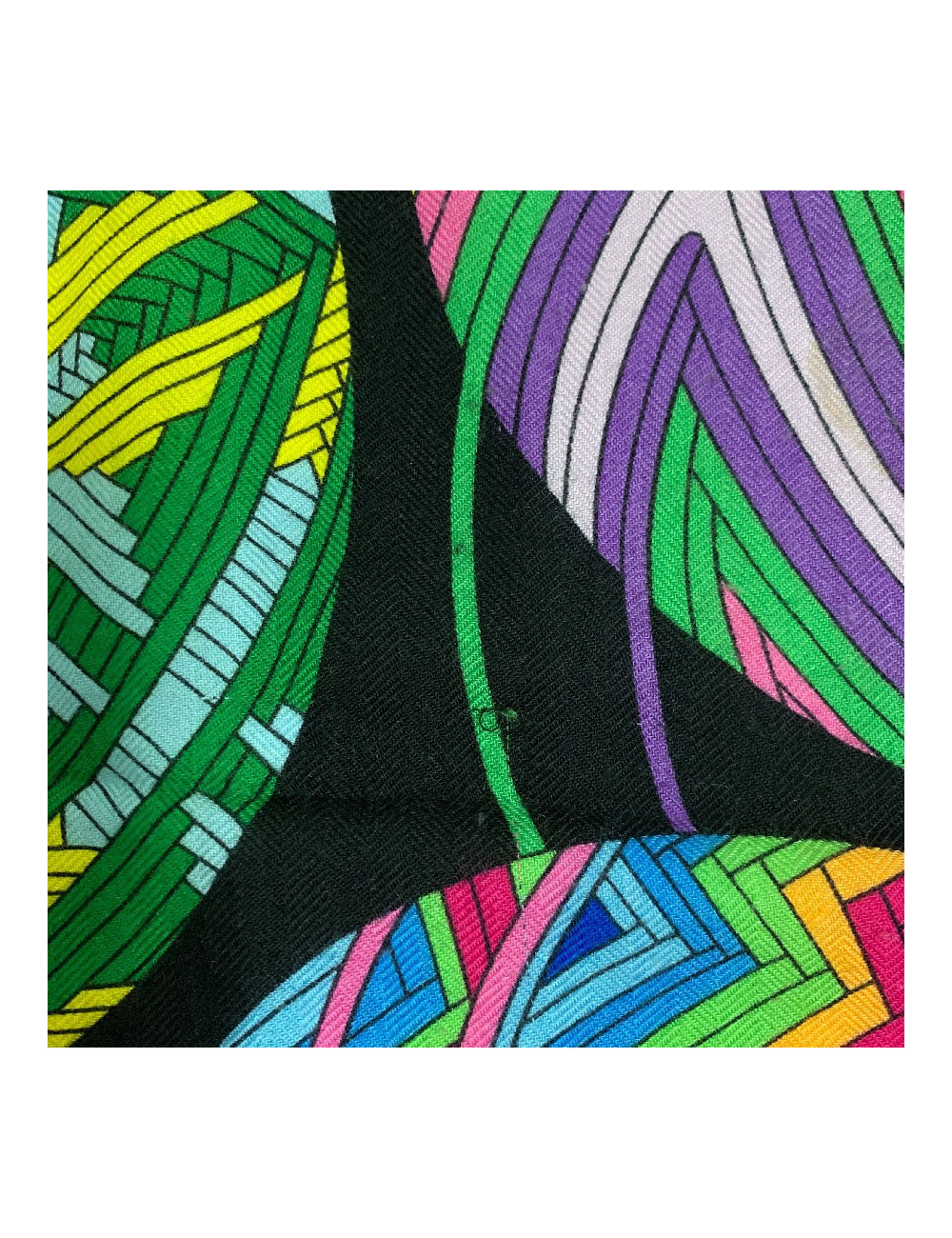 Châle HERMES 140 'L'Art du Temari' en cachemire et soie jaune