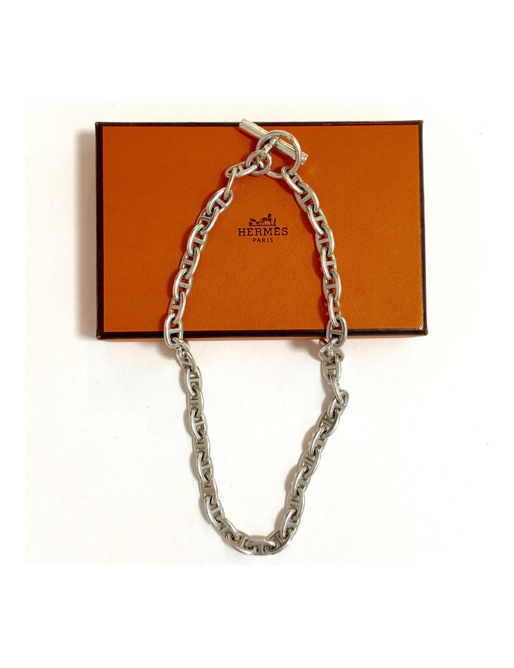 Collier HERMES chaine d'ancre en argent massif