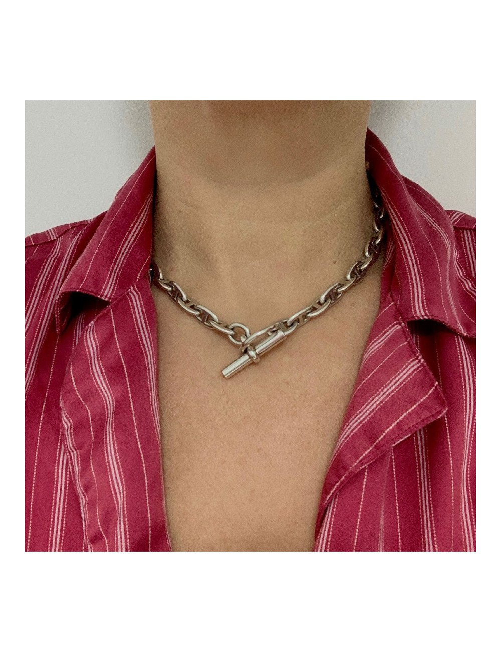 Collier HERMES chaine d'ancre argent massif
