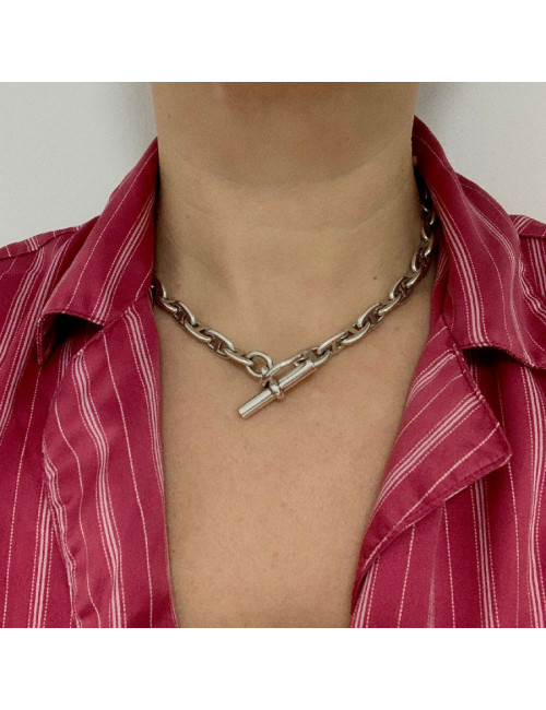 Collier HERMES chaine d'ancre en argent massif