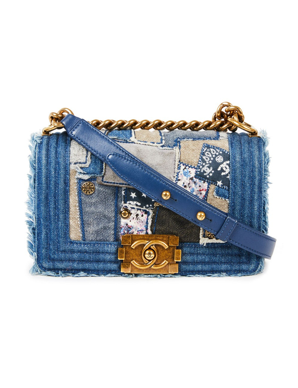 Sac Boy CHANEL patchwork jeans bleu