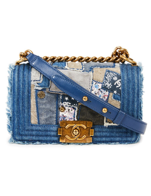Sac Boy CHANEL patchwork jeans bleu