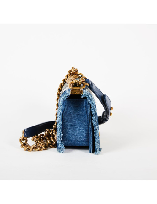 Sac Boy CHANEL patchwork jeans bleu