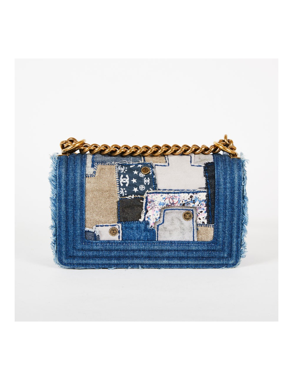 Sac Boy CHANEL patchwork jeans bleu
