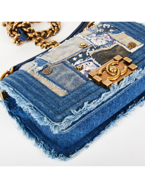 Sac Boy CHANEL patchwork jeans bleu