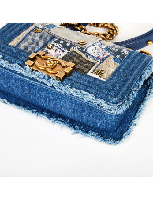 Sac Boy CHANEL patchwork jeans bleu