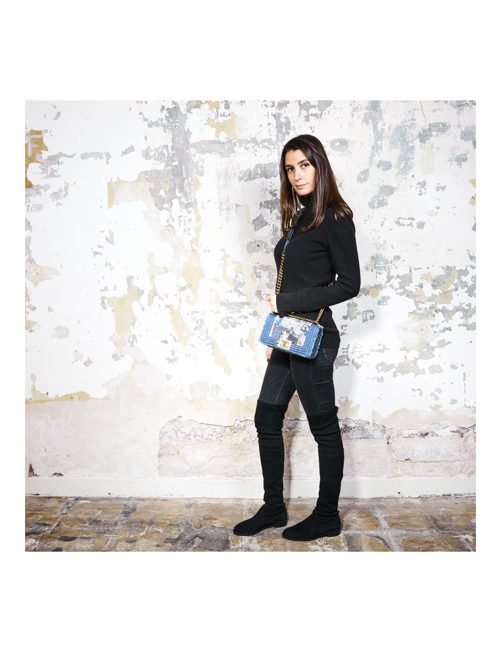 Sac Boy CHANEL patchwork jean's bleu