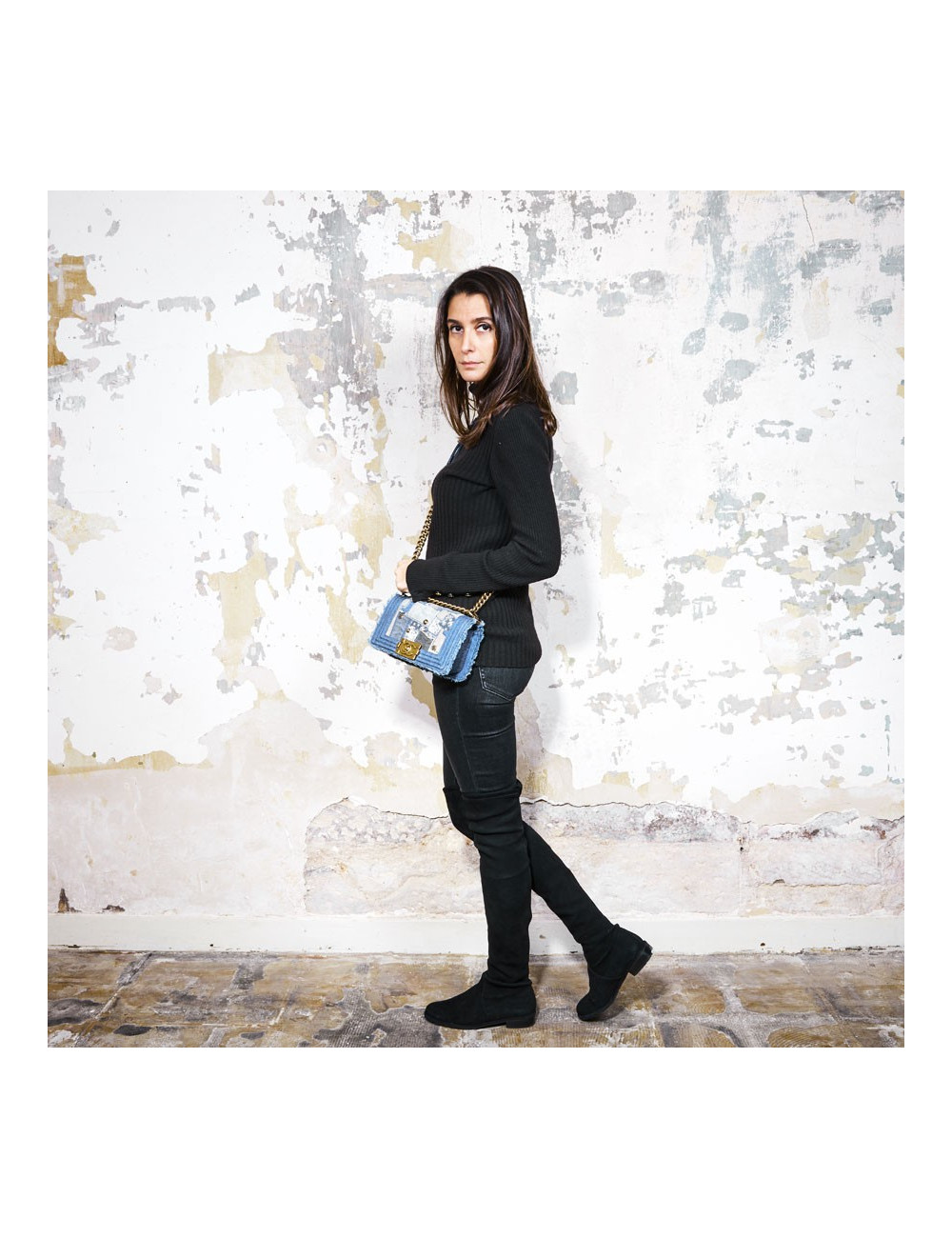 Sac Boy CHANEL patchwork jean's bleu