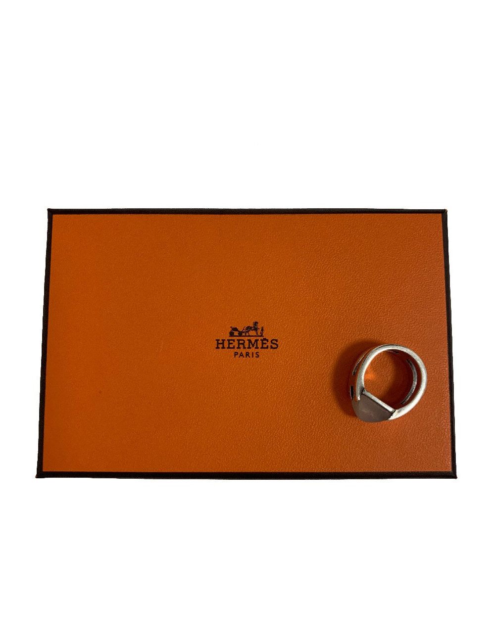 Bague T 52 HERMES en argent massif et pierre de lune